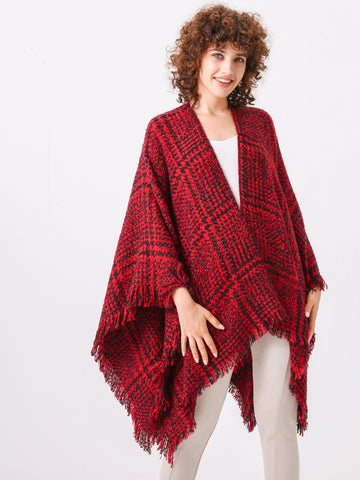 Red And Black Poncho Travel Wrap